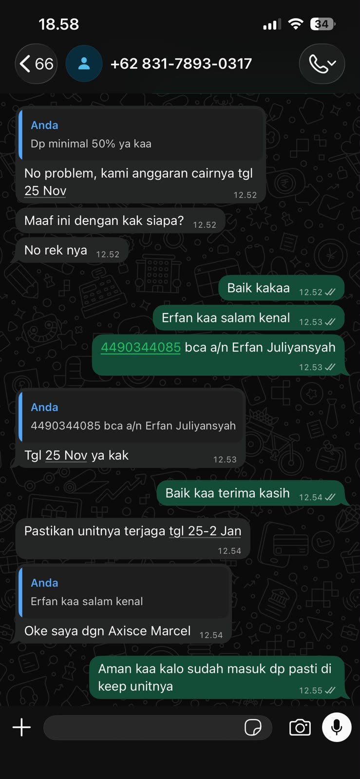 Foto testimoni pelanggan 5